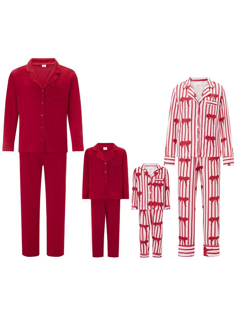 Christmas Family Casual Shirt Set, Long-Sleeved Collared Button-Down Shirt + Trousers, Two-Piece Set, Bow Tie Solid Color. Parent-Child Set, Christmas Family Parent-Child Set. Christmas Family Casual Shirt Set, Long-Sleeved Collared Button-Down Shirt + Trousers, Two-Piece Set, Bow Tie Solid Color. Parent-Child Set, Christmas Family Parent-Child Set.