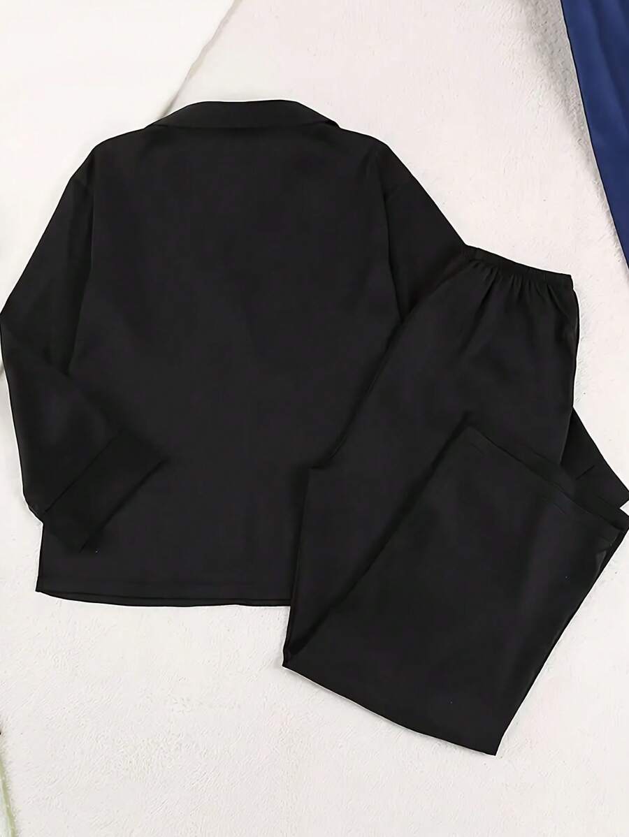 Solid Color Thin Ladies Home Imitation Silk Pajamas Ladies Winter Ice Silk Loose Can Be Worn Outside Solid Color Thin Ladies Home Imitation Silk Pajamas Ladies Winter Ice Silk Loose Can Be Worn Outside