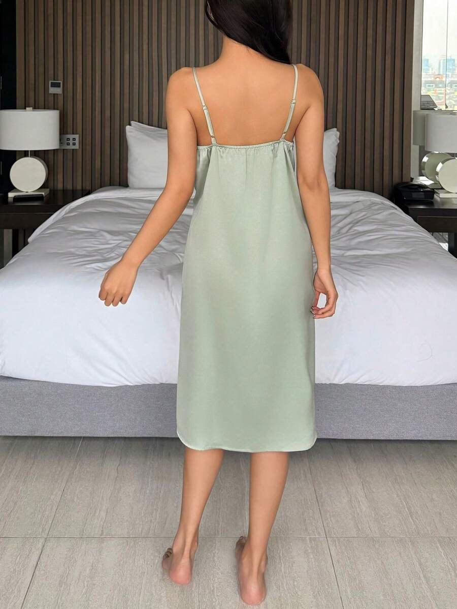 Translucent lace patchwork satin suspender pajamas, pajamas Translucent lace patchwork satin suspender pajamas, pajamas